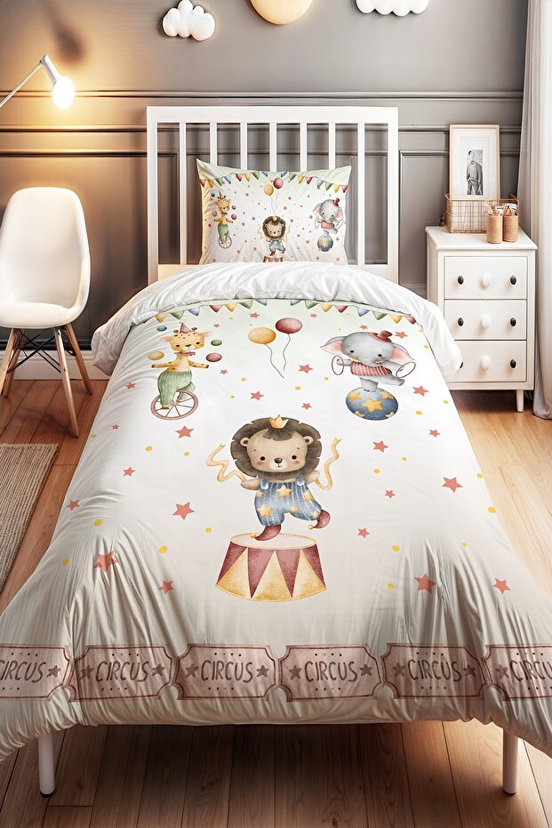Animals Circus Patterned Single Baby Kids Bedding Set