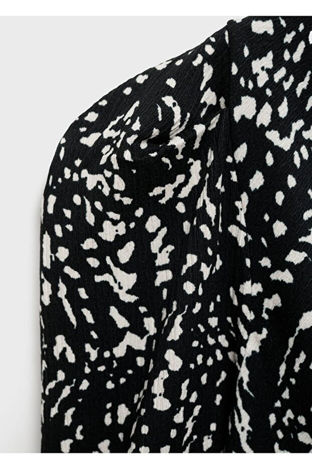 فستان منقوش بأكمام بالون - 7