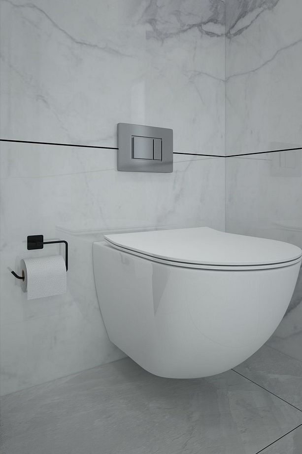 Jasmin Yapışkanlı Siyah Kare Açık Tuvalet Kağıtlığı, Wc Kağıtlık, Tuvalet Kağıdı Askısı - 3