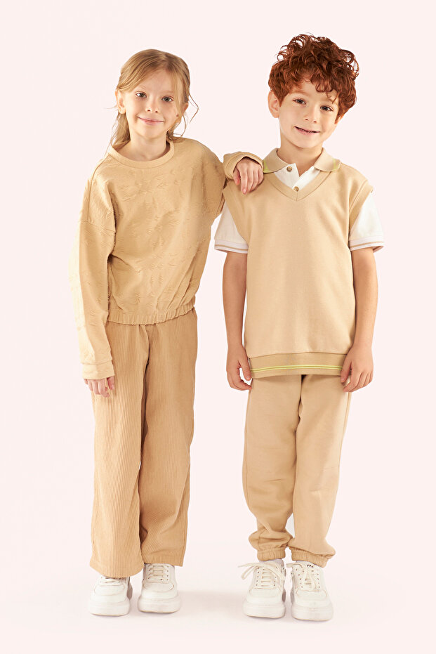 Kız Çocuk Bej Sweatshirt - 3