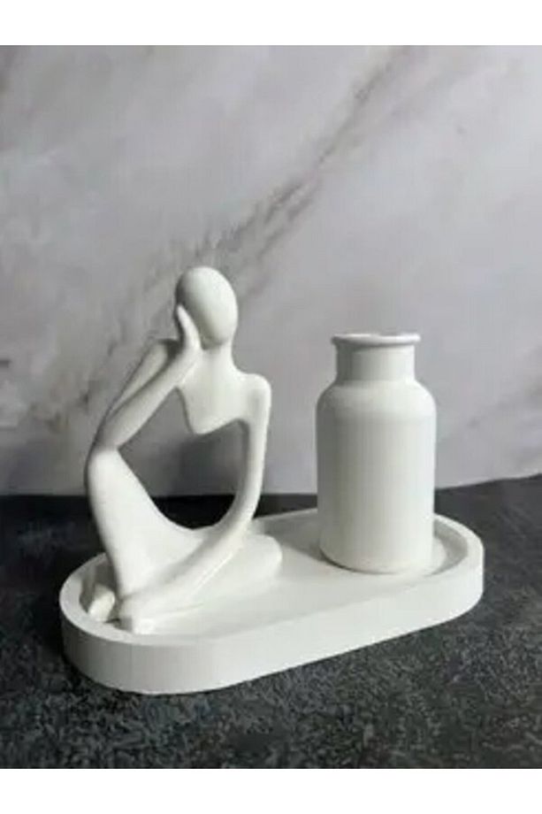 Alçıdan yapılmış kurutulmuş çiçekler için vazo - 1