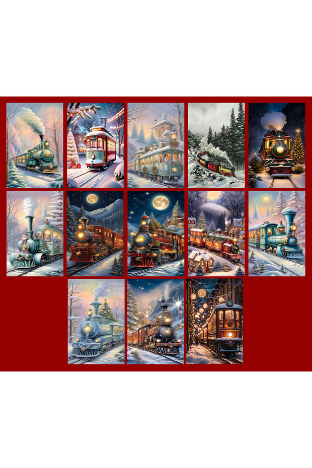 New Year's Themed Postcard Set (10X15 cm 13 Pieces)