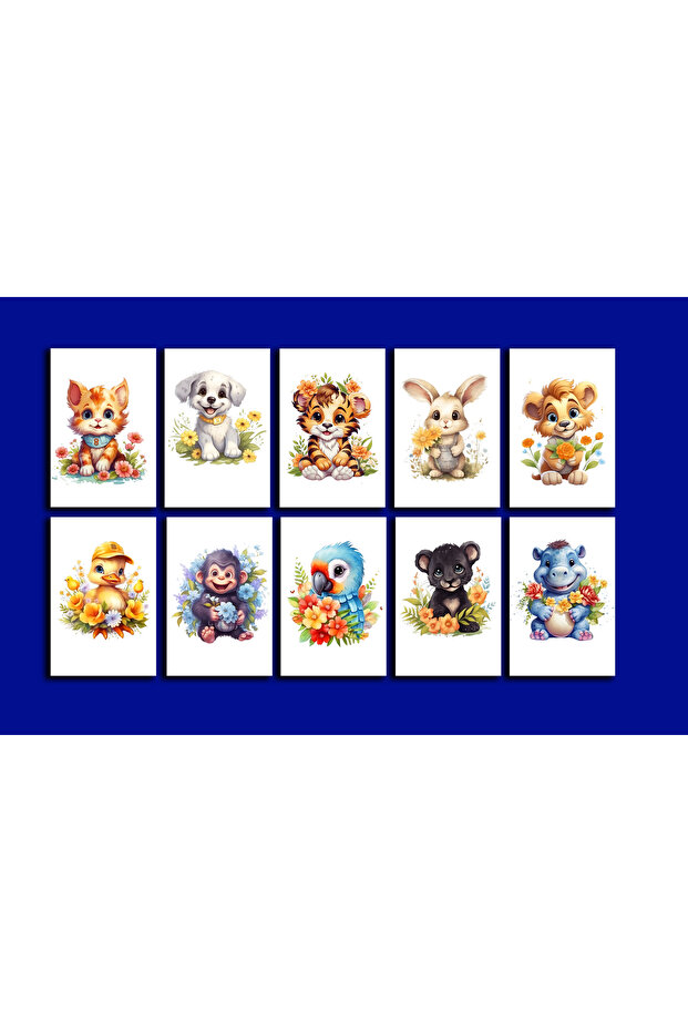 Cute Animals Themed Postcard Set (10X15 cm 10 Pieces)