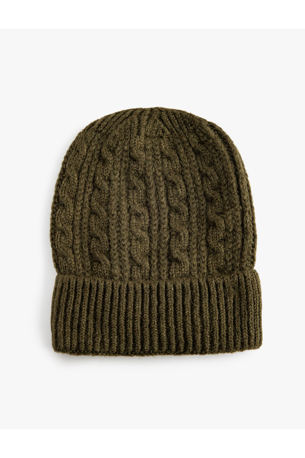 Hair Knitted Beret with Folded Edges