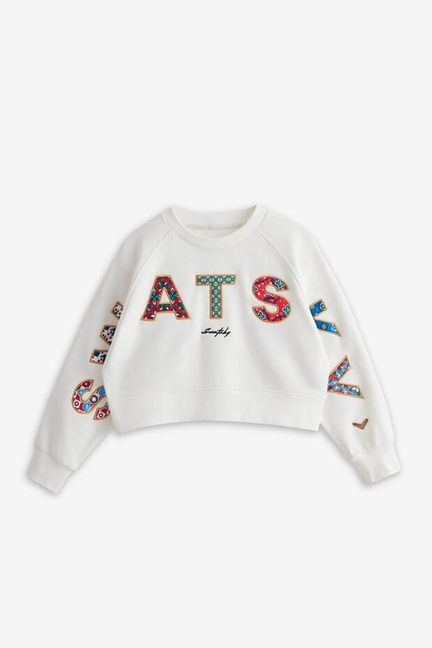 Bg Store Girl's White Sweatshirt 23Pfwsw1545