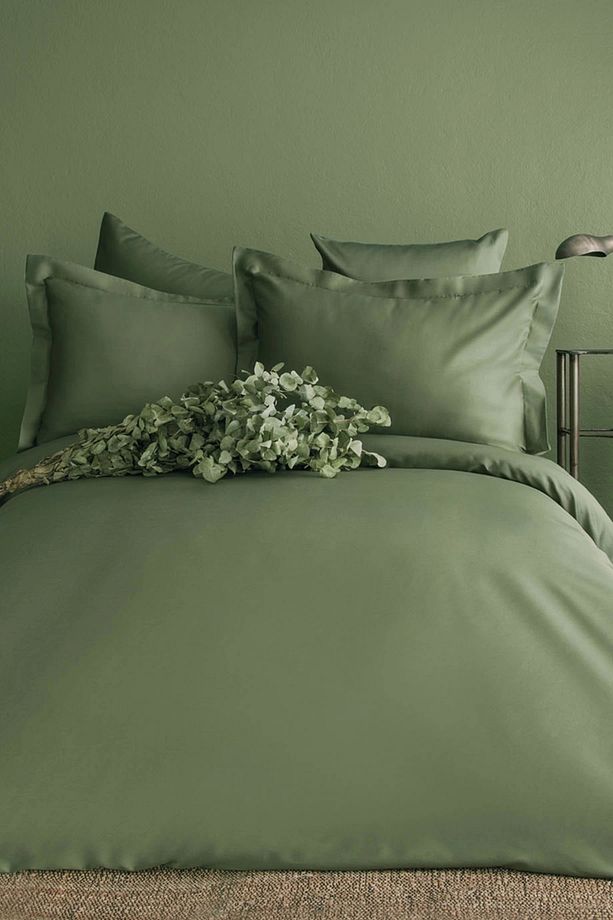 Simply Forest Green 210 TC (83 Tel) Pamuk Saten Nevresim Takımı Tek Kişilik - 1
