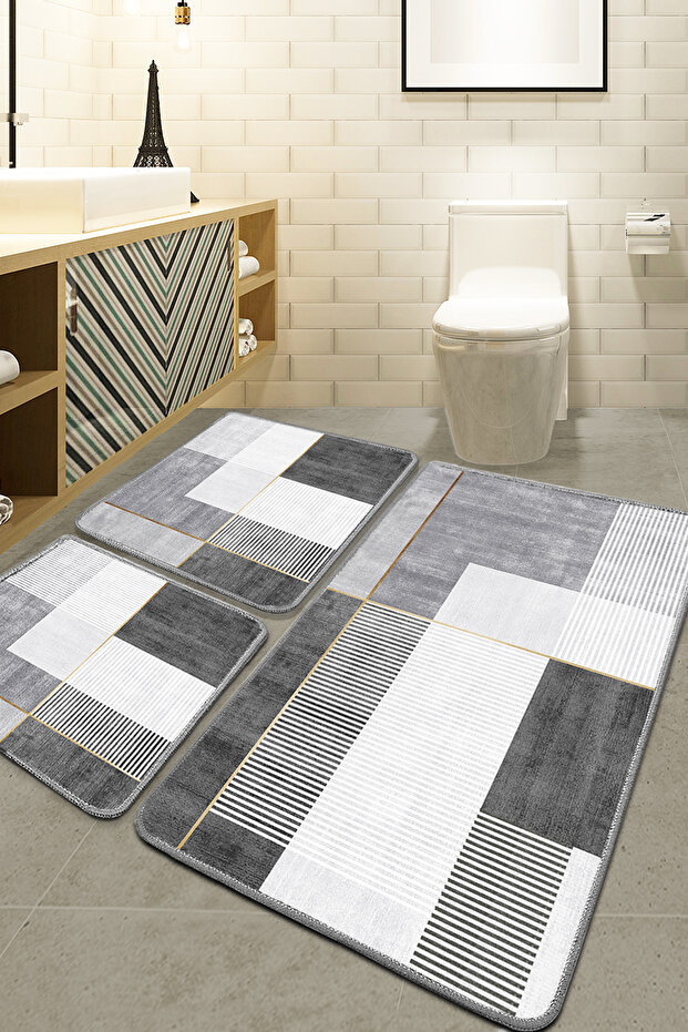 Pendor Gray Set of 3 Bath Mat Djt