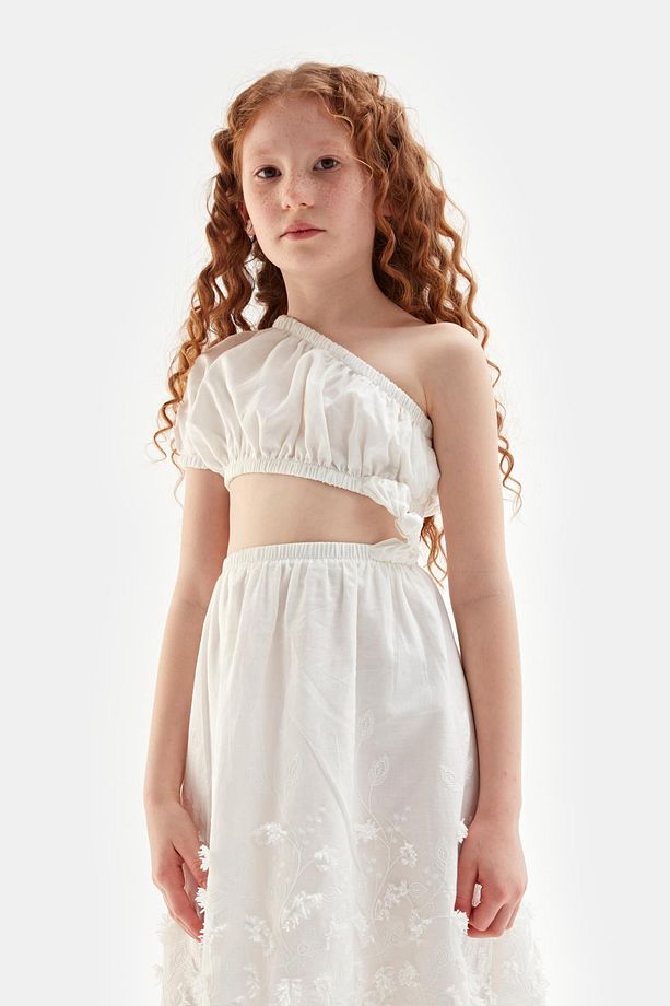 Bg Store Kız Çocuk Ekru Elbise 23ss2tj4931 - 2