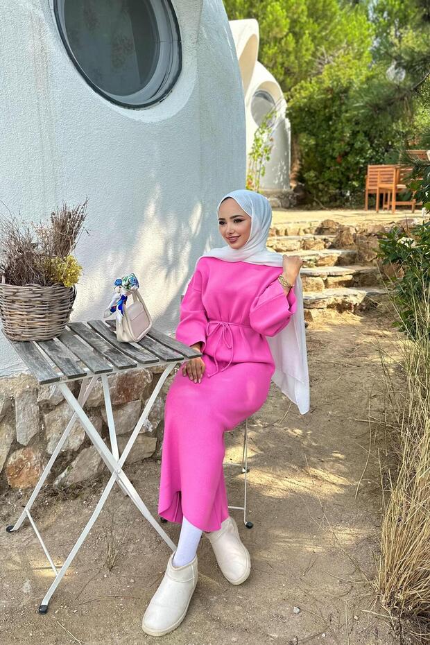 AMORE TRİKO ELBİSE - PEMBE - 1