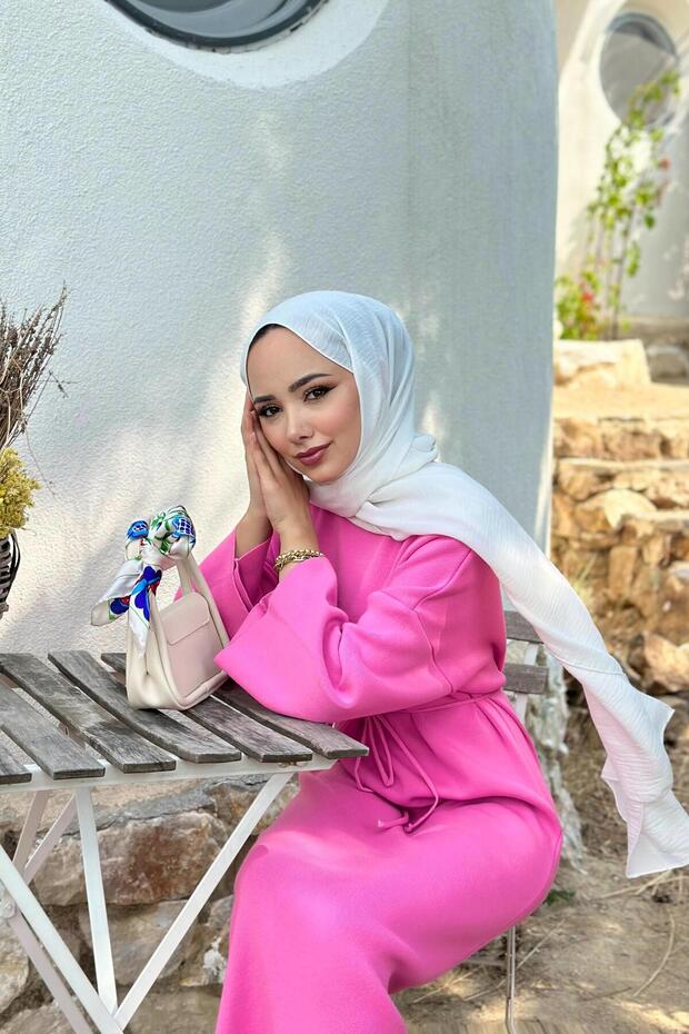 AMORE TRİKO ELBİSE - PEMBE - 5
