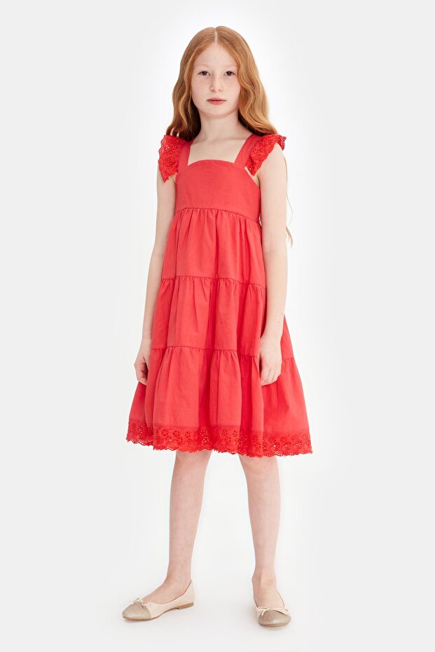 Bg Store Kız Çocuk Kırmızı Elbise 23ss0tj4909
