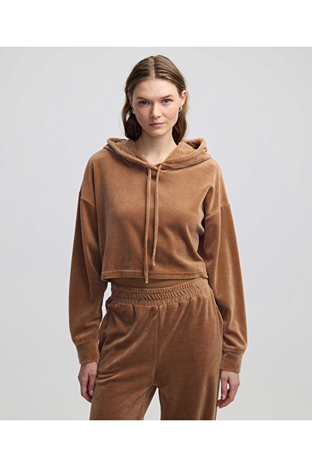 Kadife dokulu sweatshirt - 1