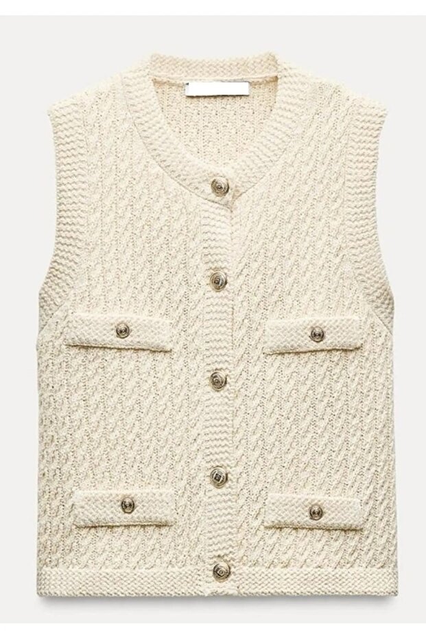 Women's 100% Cotton Sleeveless Button Detailed Vest