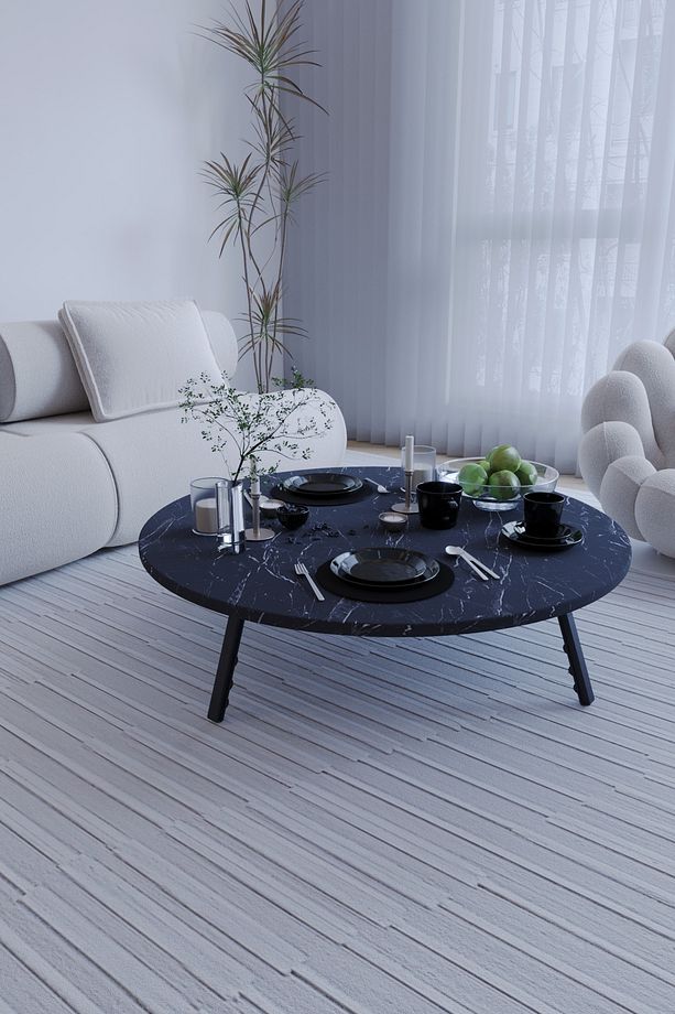 Yuvarlak Katlanabilir Ayaklı Şık Yer Sofrası Kozalak Yer Sofrası 60 Cm - 1
