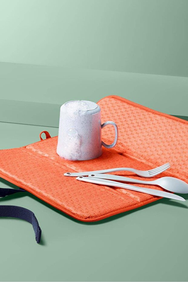 سجادة تجفيف الأطباق القابلة للطي، برتقالية - 1