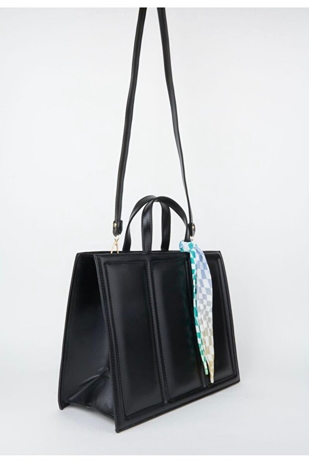 Rectangular Patent Leather Bag with Scarf - 2