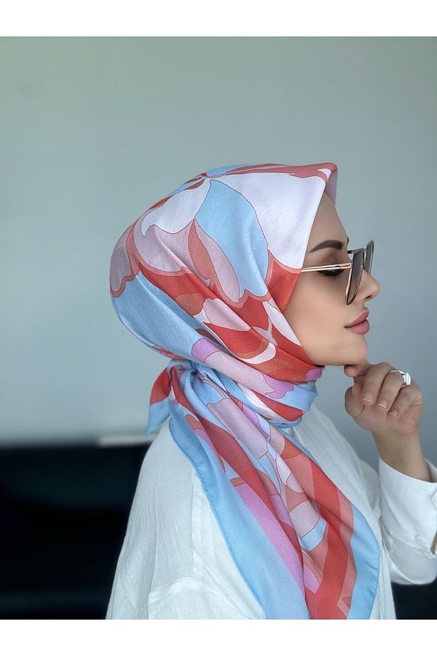 Eda Dijital Soft Eşarp Mavi - 1