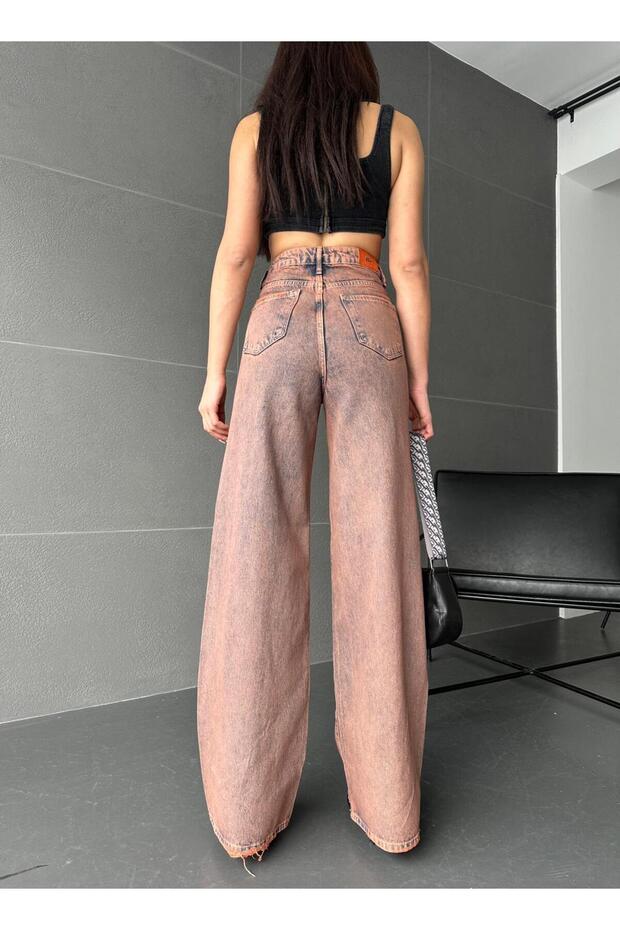 بنطال جينز أساسي مغسول باللون الأحمر - 6