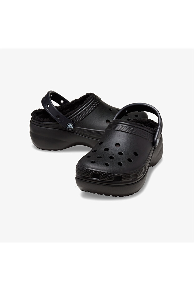 Classic Platform Lined Clog Noir Kadın Siyah Terlik - 4