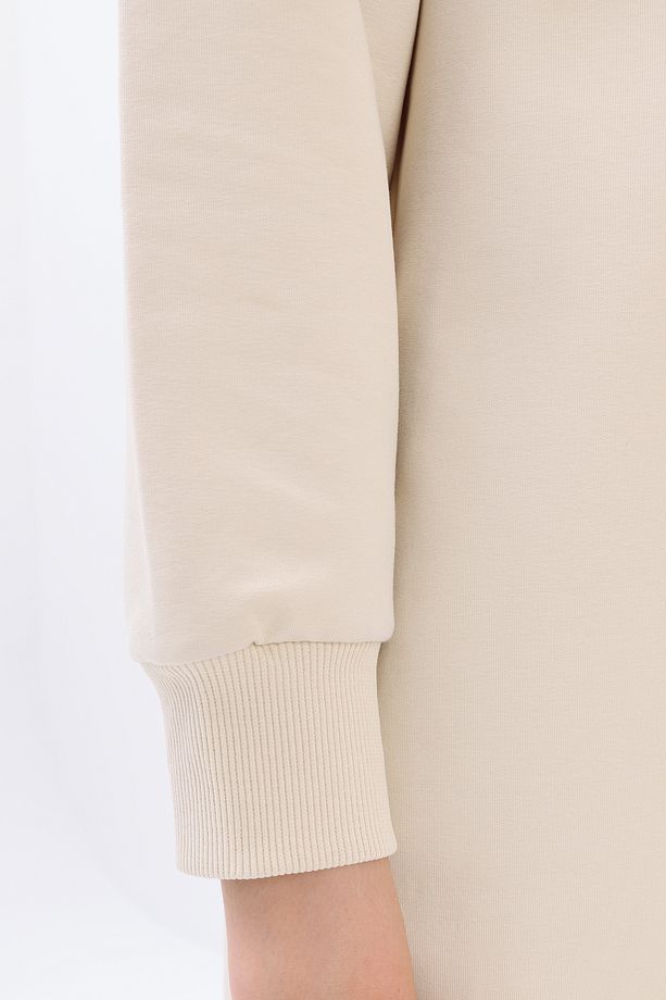 Ekru Aplike Nakışlı Sweat Tunik - 5