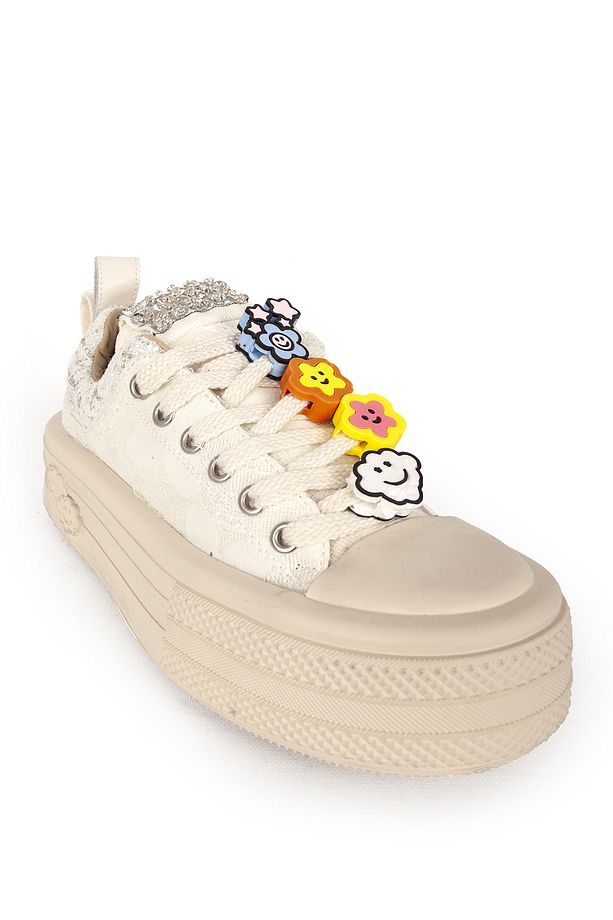 Kadın Sneaker Yüksek Taban Bağcıklı Günlük Ayakkabı 19000 Bej - 4