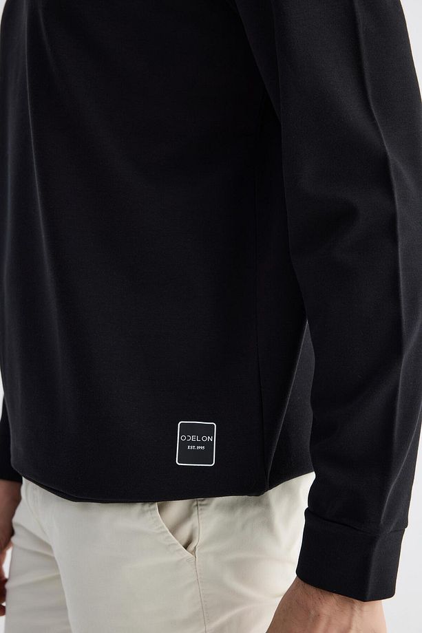 Comfort Fit Basic Düz Erkek Siyah Sweatshirt Mars26 - 5