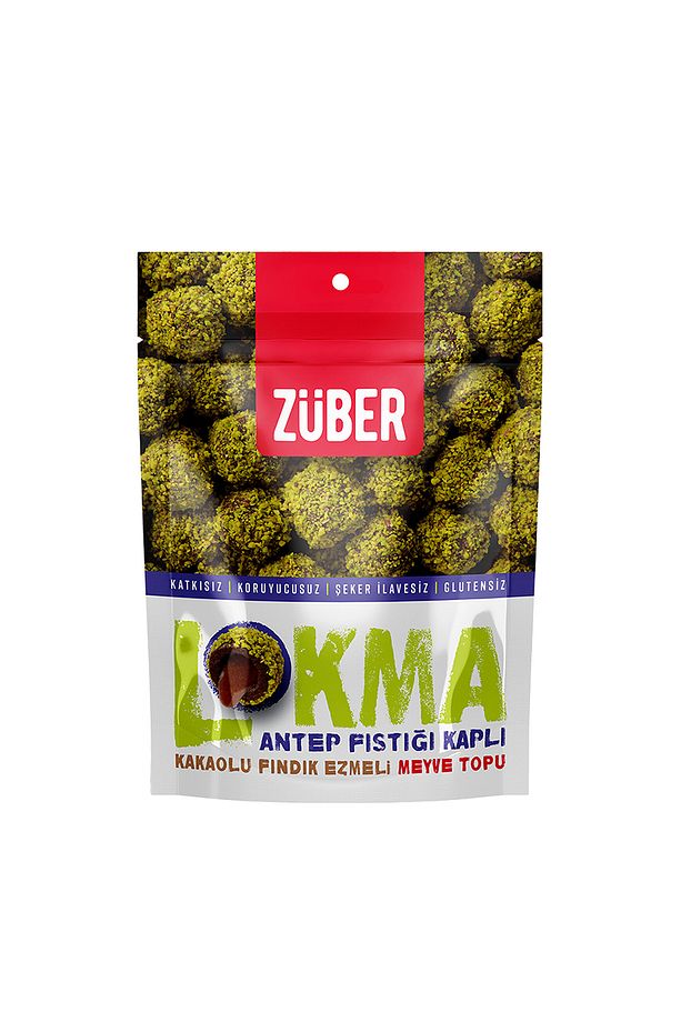 Lokma Antep Fıstığı Kaplı Kakaolu Fındık Ezmeli Meyve Topu (96 g) x12 Adet - 1