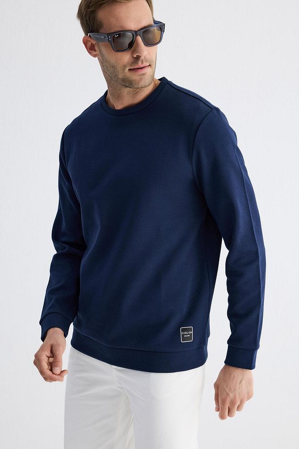 Comfort Fit Basic Düz Erkek Lacivert Sweatshirt Mars26 - 2