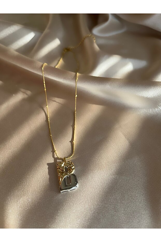 B Harf Gold-Silver Çelik Kolye - 3