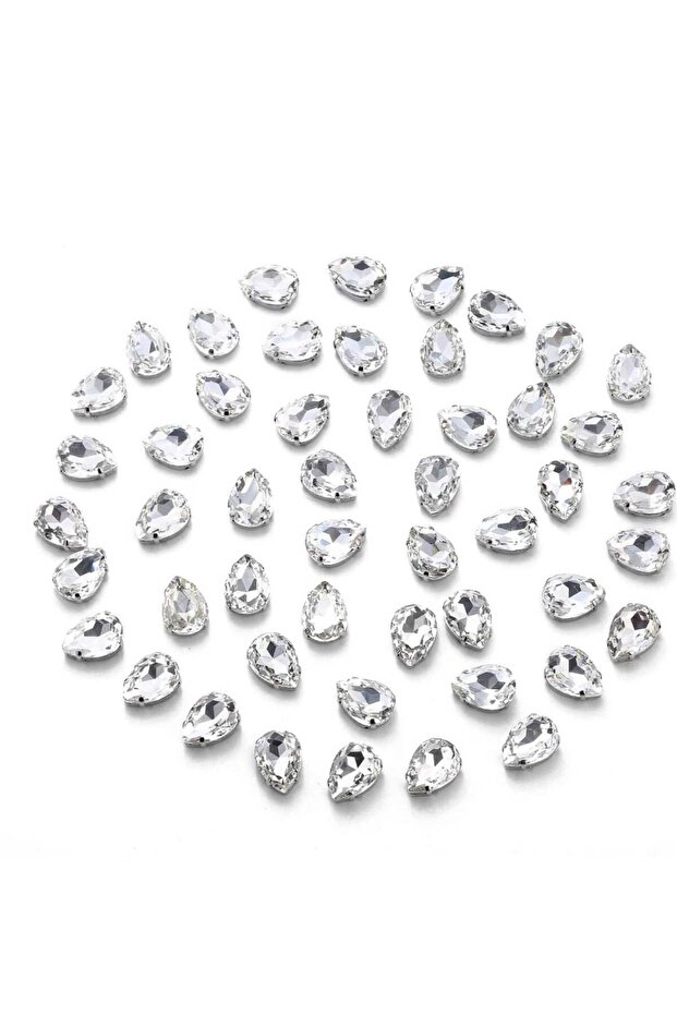 10X14 (1.4 cm) Drop Crystal White Case Planted Glass Stone 50 Pieces
