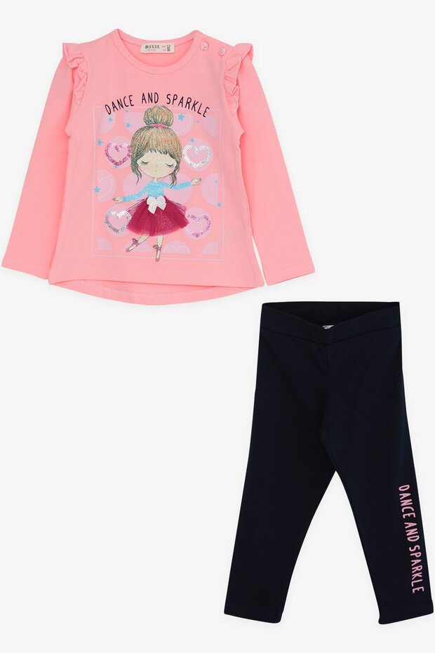 Girl's Tights Set Ballerina Girl Glitter Printed 1.5-5 Years, Powder