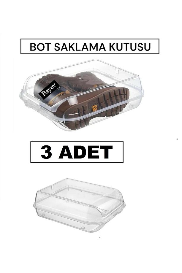 3 Adet Bot Saklama Kutusu Maxi Boy Ayakkabı Saklama Kutusu Kışlık Ayakkabılık Düzenleyici - 1