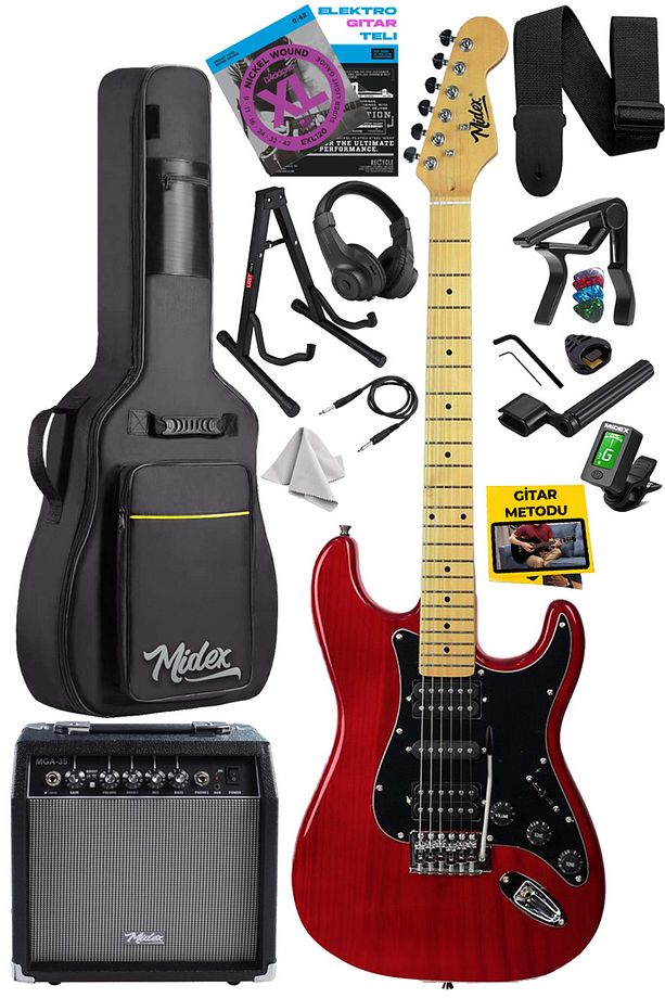 Rph-40rd-35amp 35w Amfili Elektro Gitar Seti Hsh Manyetik Maple Klavye - 1