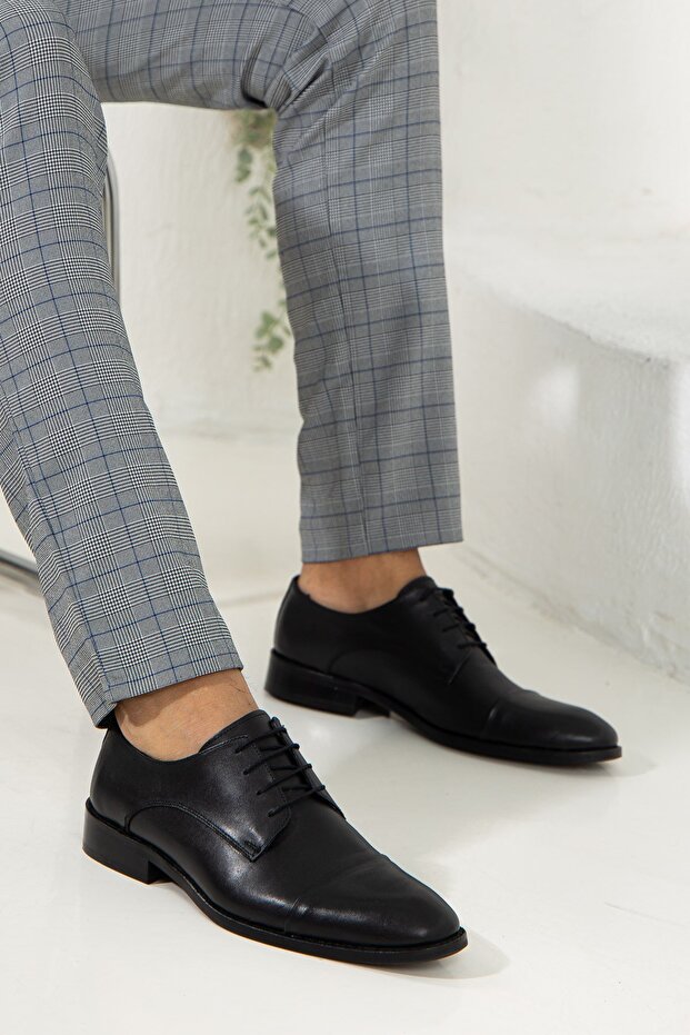 Genuine Leather Bonded Neolite Sole Black Men's Classic Shoes