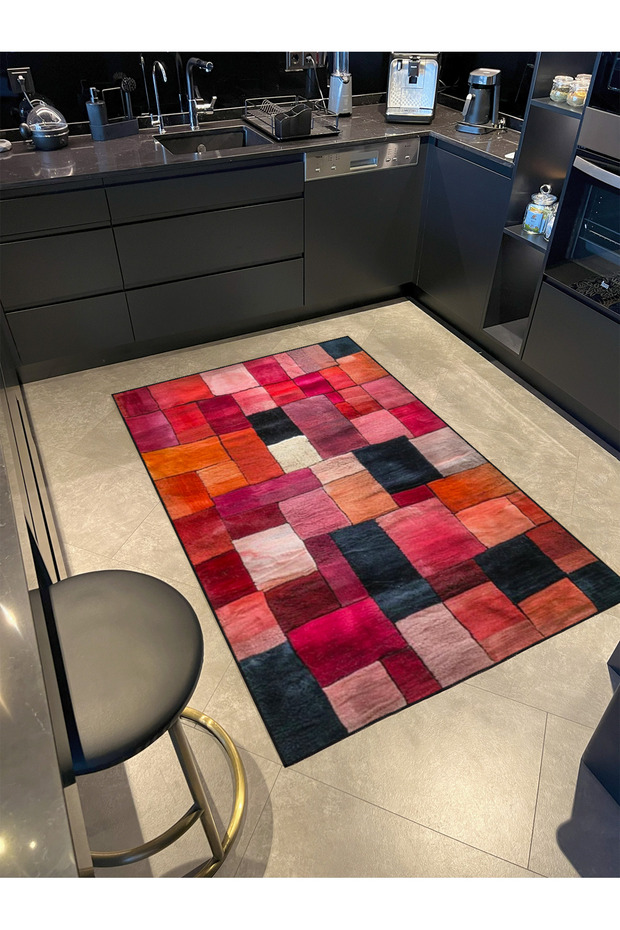 Paris Collection Multicolor Patchwork Patterned Modern Decorative Carpet 129