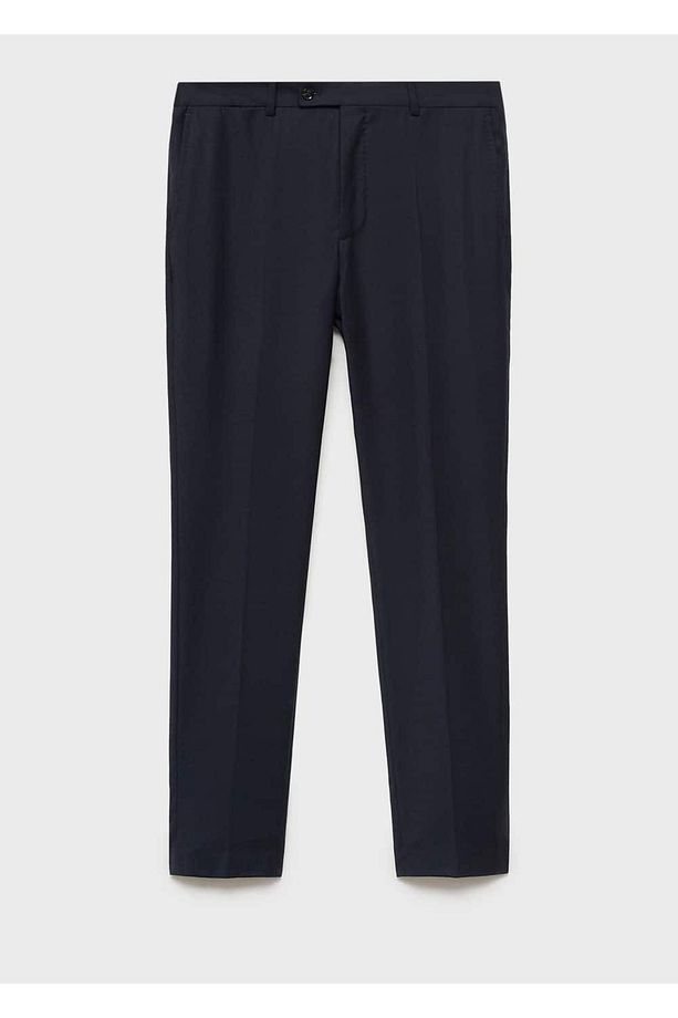 %100 işlenmemiş yün dar kesim pantolon - 1