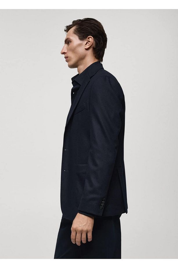 Regular kesim yün karışımlı blazer ceket - 5