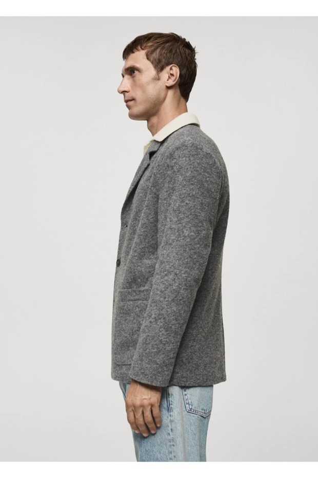 Slim Fit Crispy Wool Blazer Jacket - 5