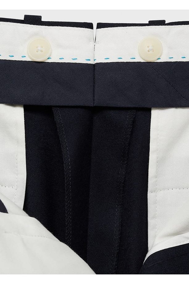 %100 işlenmemiş yün dar kesim pantolon - 3