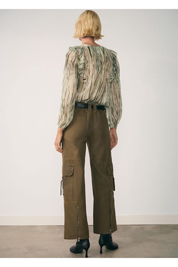 Yarı transparan desenli bluz - 4