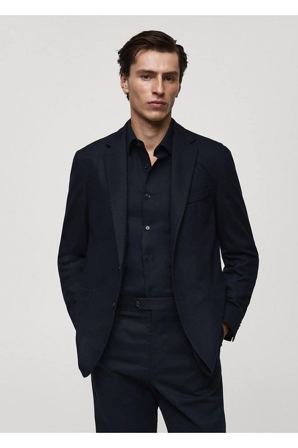 Regular kesim yün karışımlı blazer ceket - 1