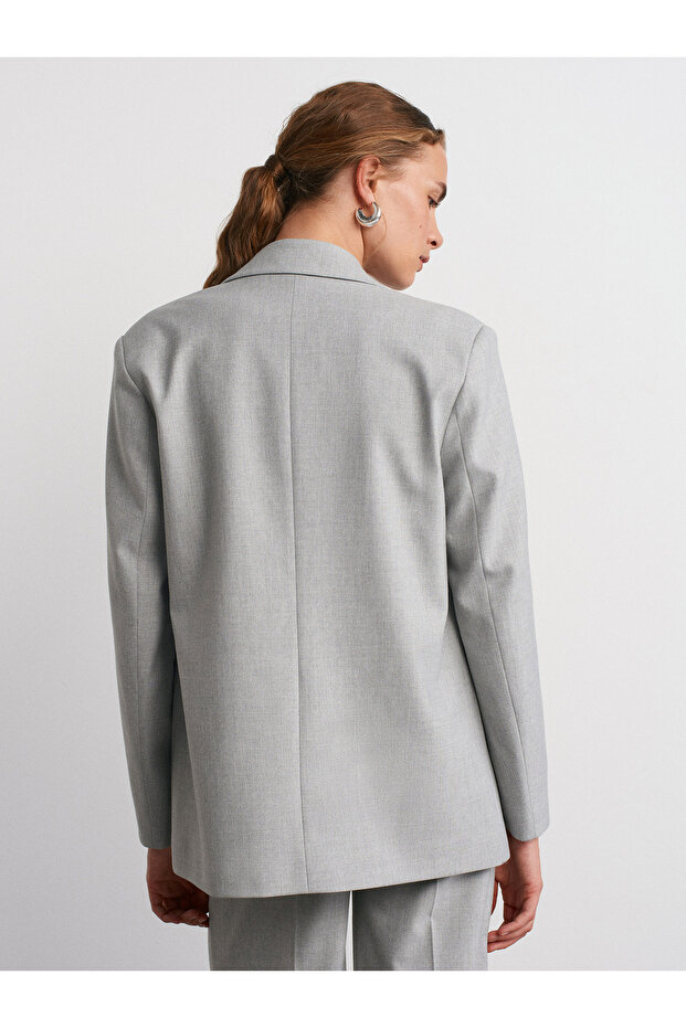 60747 سترة مزدوجة الصدر - رمادي فاتح - 2