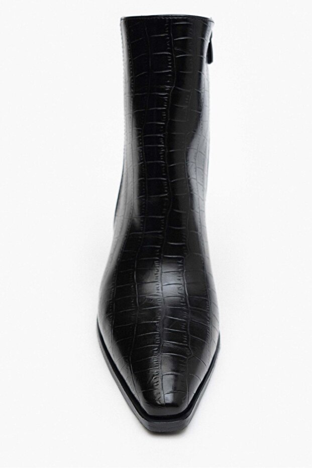 Juanita Schwarz gemusterte Damen-Stiefel mit Reißverschluss - 6