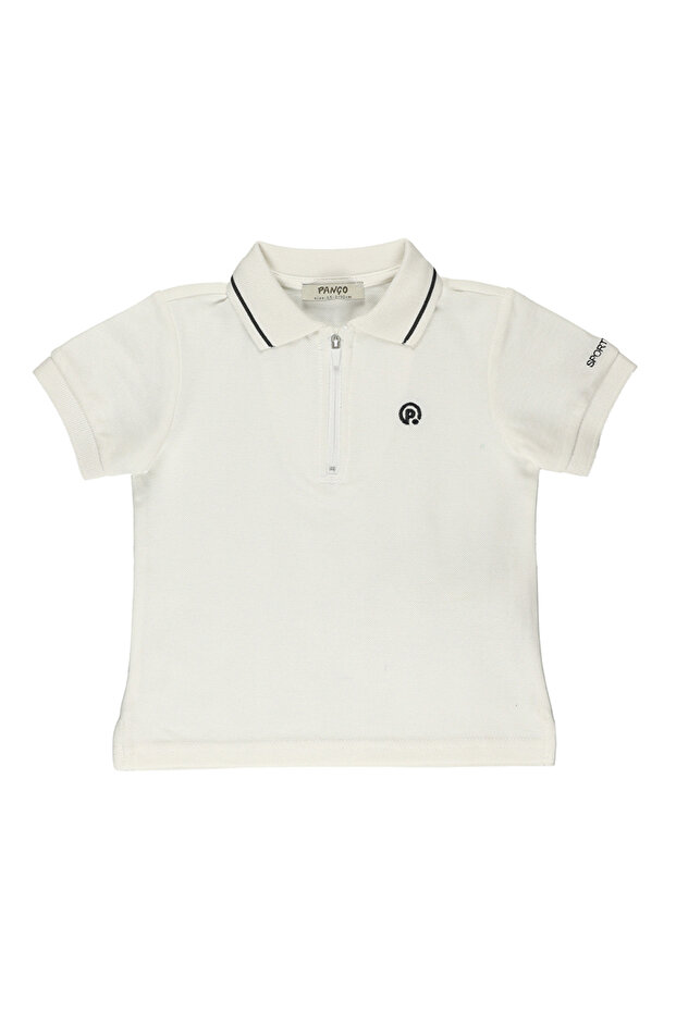 Baby Boy Knitwear Collared White Pique T-Shirt
