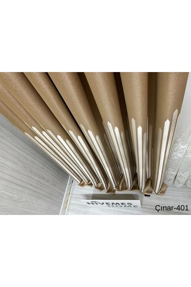 Nivemeshome Çınar Altın 401 1/3 Sık Pileli Fon Perde Apm - 4