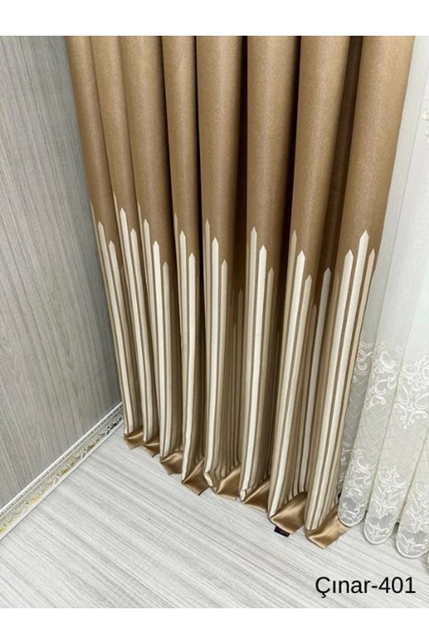 Nivemeshome Çınar Altın 401 1/3 Sık Pileli Fon Perde Apm - 7
