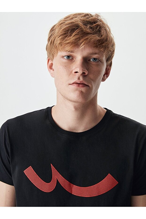 Logolu Siyah T-shırt - 1