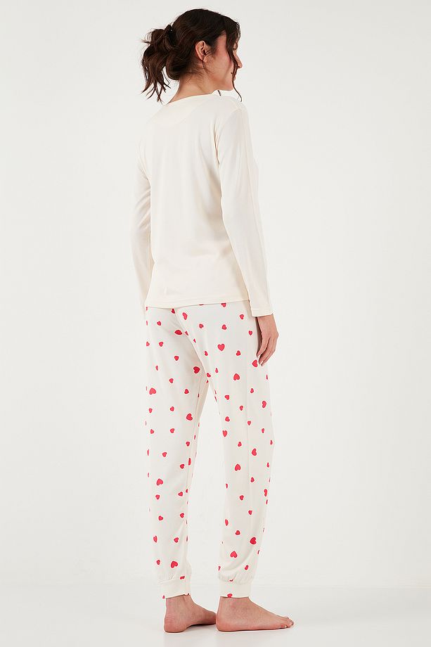 Streç Regular Fit Beli Lastikli Bisiklet Yaka Pijama Takımı  PİJAMA TAKIMI 65714101 - 8
