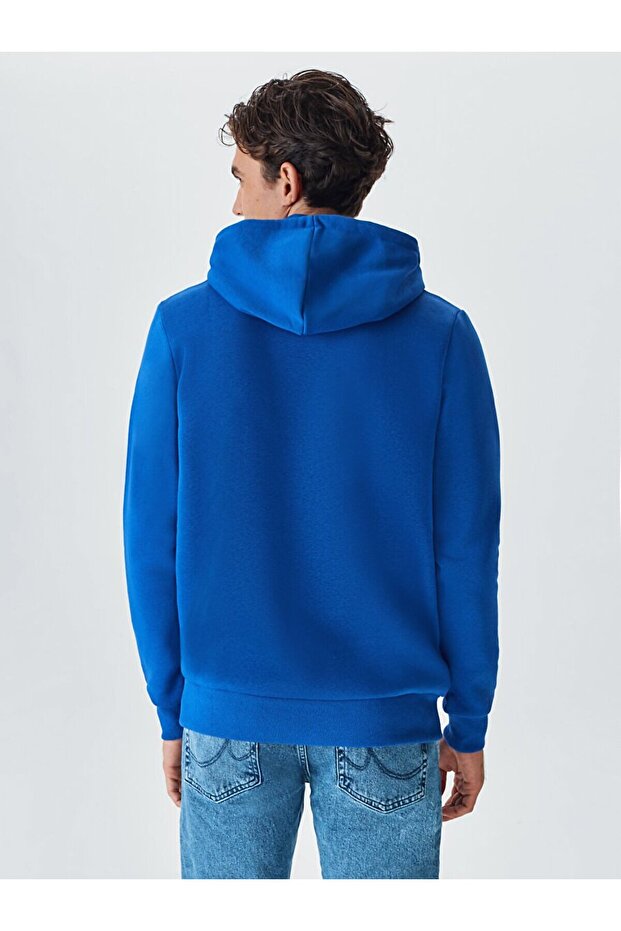 Kapüşonlu Mavi Sweatshırt - 3