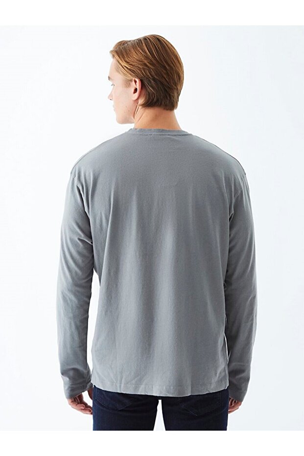 طاقم الرقبة الأساسية سترة رمادية داكنة - 3